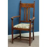 Arts & Crafts period figured oak armchair,