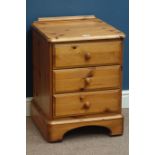 Ducal polished pine three drawer chest, W47cm, H64cm,