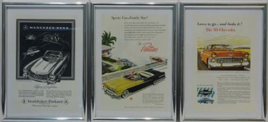 Three 1950's Automotive Advertising prints,