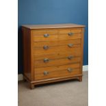 Edwardian satin walnut chest, two short and three long drawers, W105cm, H104cm,