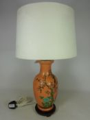 Chinese pottery table lamp, H34.