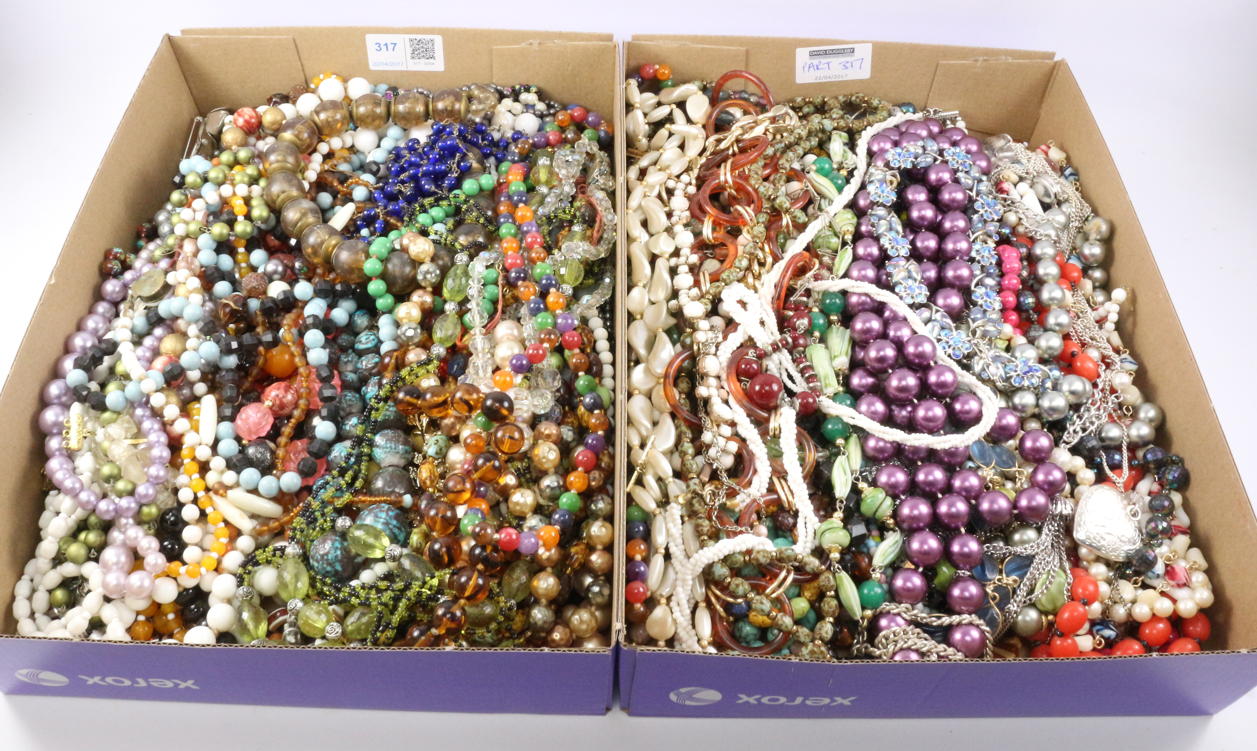 Vintage and later costume bead necklaces in two boxes Condition Report <a