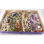 Vintage and later costume bead necklaces in two boxes Condition Report <a