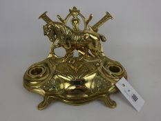 Ornate brass desk stand with horse mount and two letter openers Condition Report