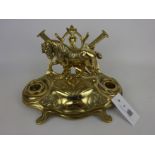 Ornate brass desk stand with horse mount and two letter openers Condition Report