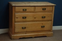 Victorian pine chest two short and two long drawers, W120cm, H91cm,