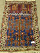 Persian blue ground prayer rug, 140cm x 88cm Condition Report <a href='//www.