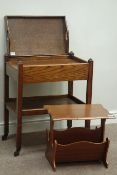 20th century oak two tier trolley with tray and a magazine rack Condition Report