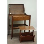 20th century oak two tier trolley with tray and a magazine rack Condition Report