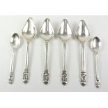 Georg Jensen silver Acorn pattern designed by Johan Rodhe - set of four grapefruit spoons London