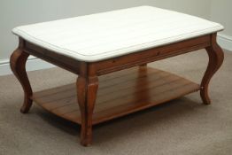 Painted two tier coffee table, 77cm x 128cm,