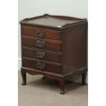 Early 20th century mahogany four drawer music cabinet, W49cm, H60cm,