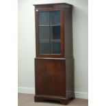 20th century mahogany glazed cabinet on cupboard, astragal glazed door, W63cm, H181cm,