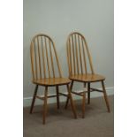 Pair Ercol style 'Priory' retro oak stick back chairs Condition Report <a
