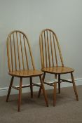 Pair Ercol style 'Priory' retro oak stick back chairs Condition Report <a