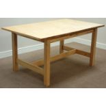 Light wood extending dining table with leaf, 90cm x 152cm - 208cm,