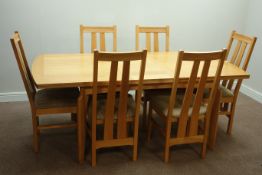 Light oak rectangular extending dining table with additional leaf (96cm x 151cm - 197cm, H76cm),