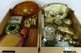 Oriental dressing table set, oriental tea pot, graduating papier mache rice boxes,