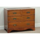 20th century mahogany military style chest with leather top, W95cm, H76cm,