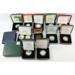 GB £2 silver proof pairs other silver proof and comemorative coins (13 boxes) Condition