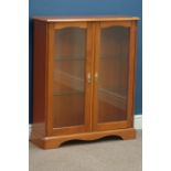 Cherry wood display cabinet, two glazed doors, W80cm, H95cm,