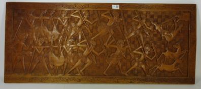 African carved wooden relief panel, L100.5cm Condition Report <a href='//www.