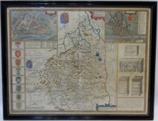 'Northumberland', 17th Century John Speed engraved map hand coloured, pub. pub.