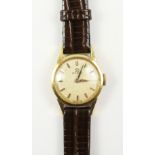 Ladies Omega hallmarked 18ct gold wristwatch on leather strap with Omega buckle WATCHES - as we are