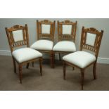 Set four Edwardian walnut framed upholstered chairs Condition Report <a