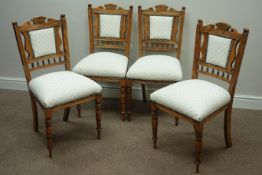 Set four Edwardian walnut framed upholstered chairs Condition Report <a