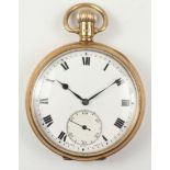 Crown wound hallmarked 9ct gold pocket watch WATCHES - as we are not a retailer,