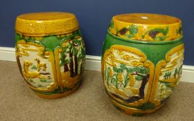 Pair of 20th Century Chinese ceramic garden stools H46cm Condition Report <a