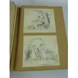 19th Century autograph/ scrapbook with hand drawn pictures, engravings,