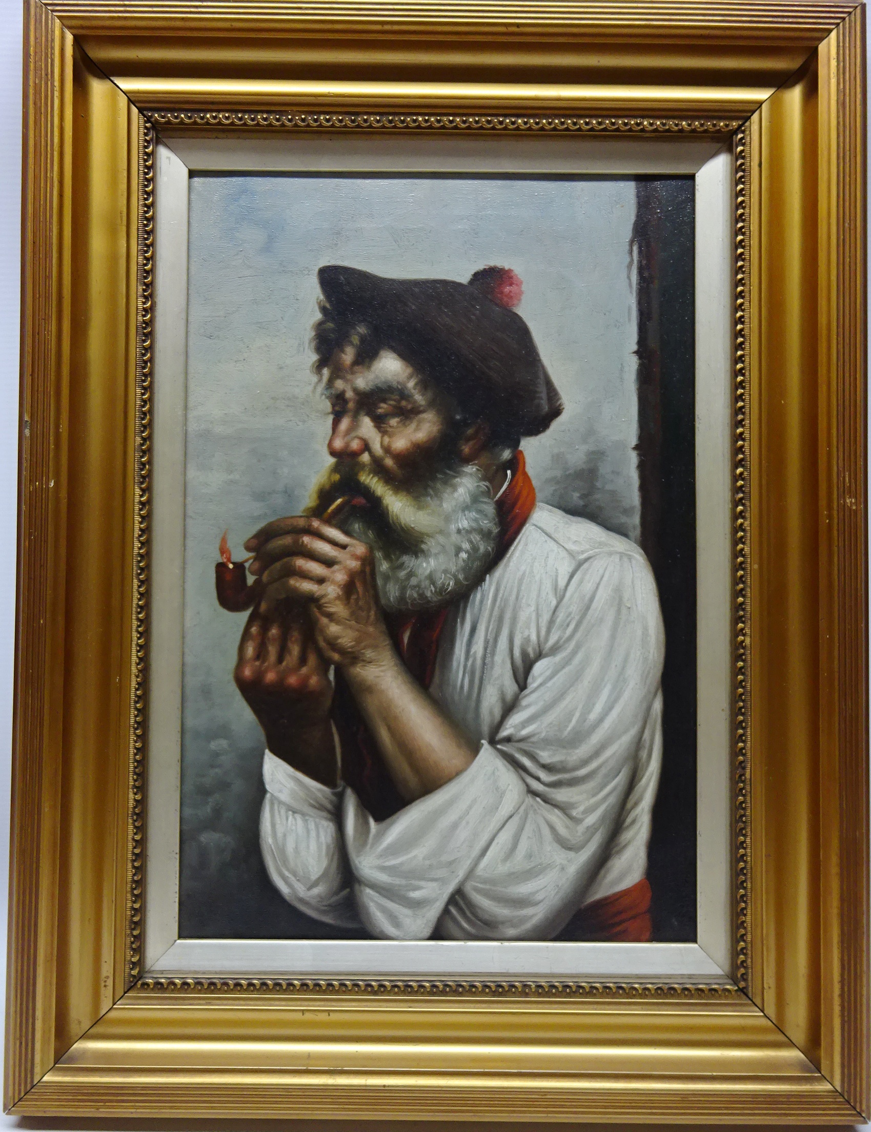 Portrait of a Bearded Italian Man Smoking a Pipe, - Image 2 of 2