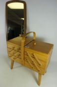 Vintage Beech cantilever sewing box and a retro mirror (2) Condition Report <a