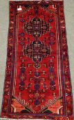 Persian Hamadan red ground rug, 200cm x 96cm Condition Report <a href='//www.