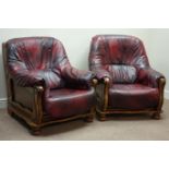 Three piece lounge suite - three seat sofa (W195cm) and pair matching armchairs (W90cm),