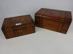 Two Victorian work boxes with Tunbridge ware style inlay Condition Report <a