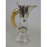 Goldsmiths & Silversmiths Co Ltd cut glass claret jug with hallmarked silver top and collar with