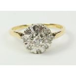 Diamond cluster ring London 1968 hallmarked 18ct Condition Report <a