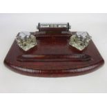 Art Deco leather Crocodile effect desk stand with perpetual calendar Condition Report