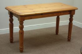 Rectangular polished pine table,136cm x 68cm,