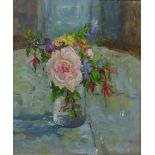 Still Life of a Rose and Wild Fuschias,