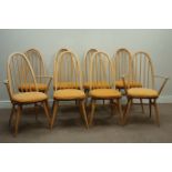 Set eight (6+2) Ercol 'Windsor' elm and beech stick back dining chairs Condition Report