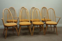 Set eight (6+2) Ercol 'Windsor' elm and beech stick back dining chairs Condition Report
