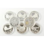 80th Anniversary of RAF six Turks & Caicos Islands 1998 silver proof dollars and two £5 silver