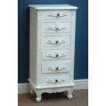 French style white painted pedestal chest, W46cm, H101cm,