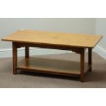 Rectangular oak two tier coffee table, 112cm x 56cm,