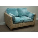 Marks & Spencer two seat rattan sofa with loose cushions,