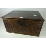 18th century oak carved box, with later lid,